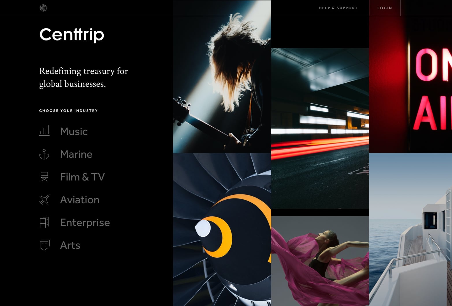 Homepage of the Centtrip website