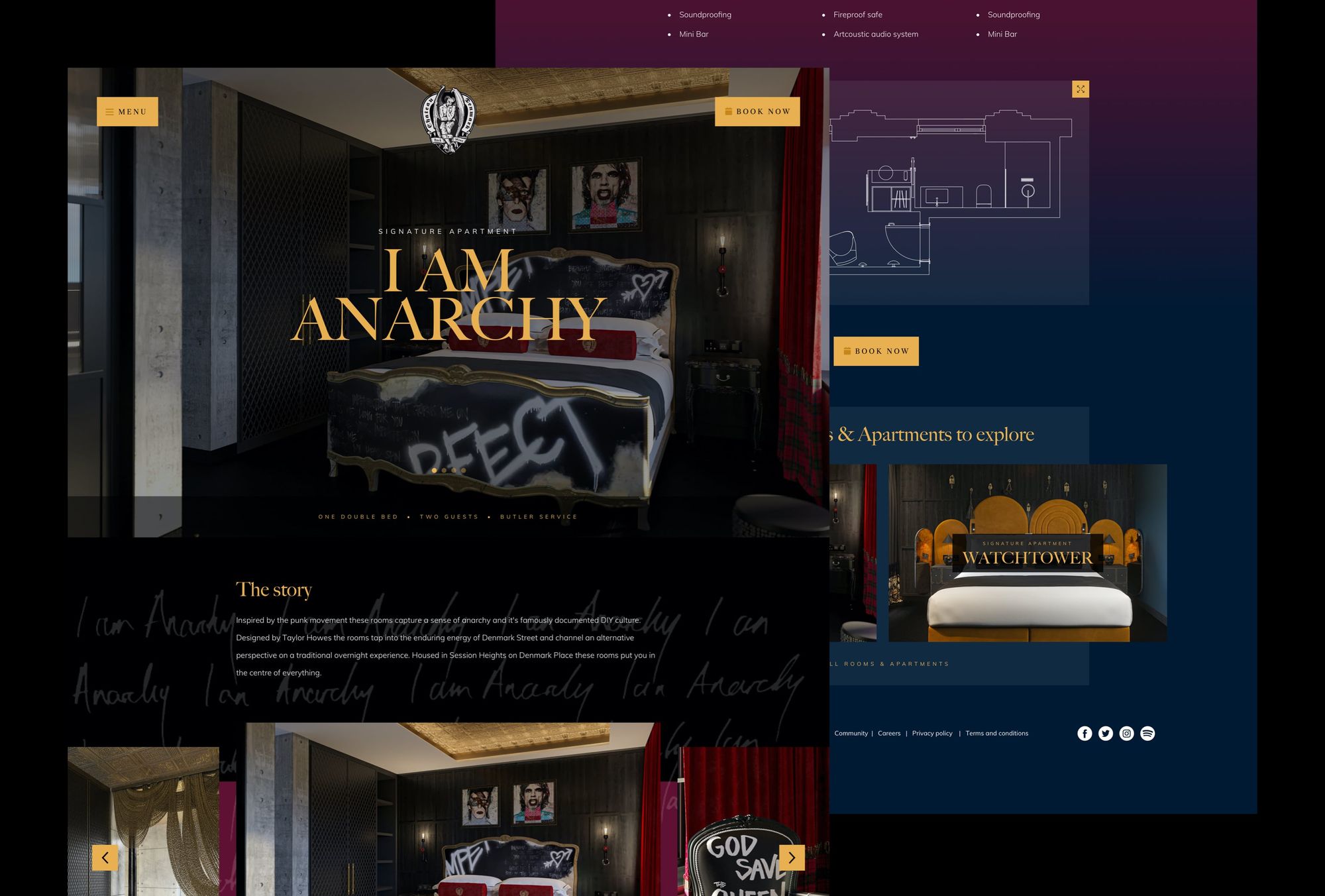 "I Am Anarchy" room page on the Chateau Denmark website