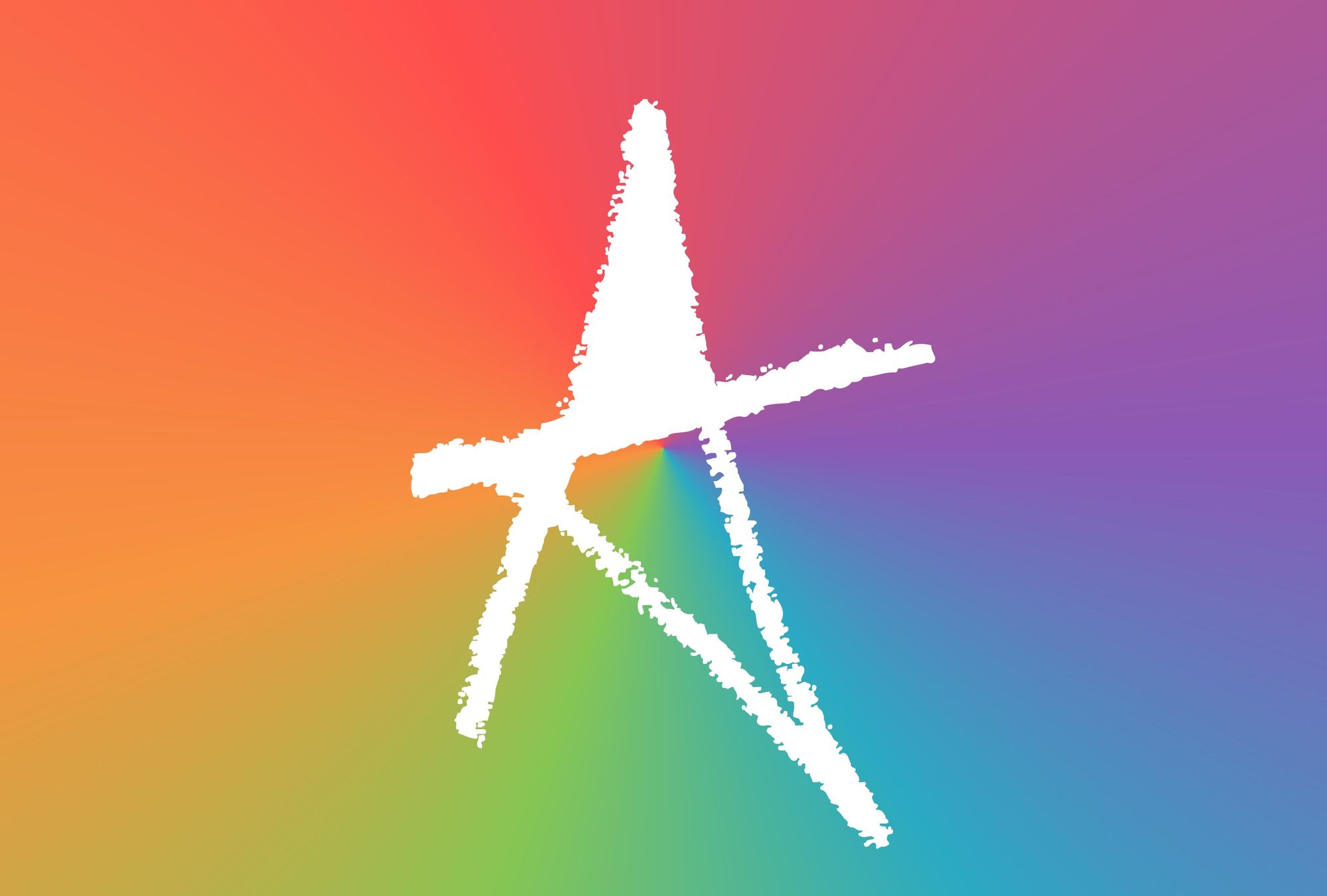 Acknowledgement logo on a rainbow background