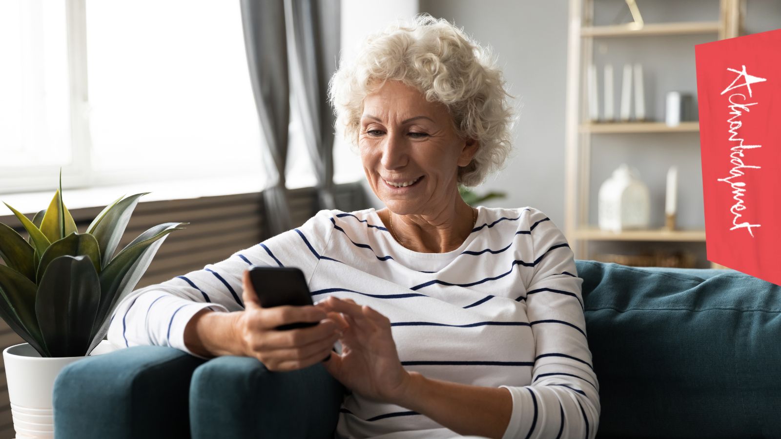 Elder person looking at a smart phone